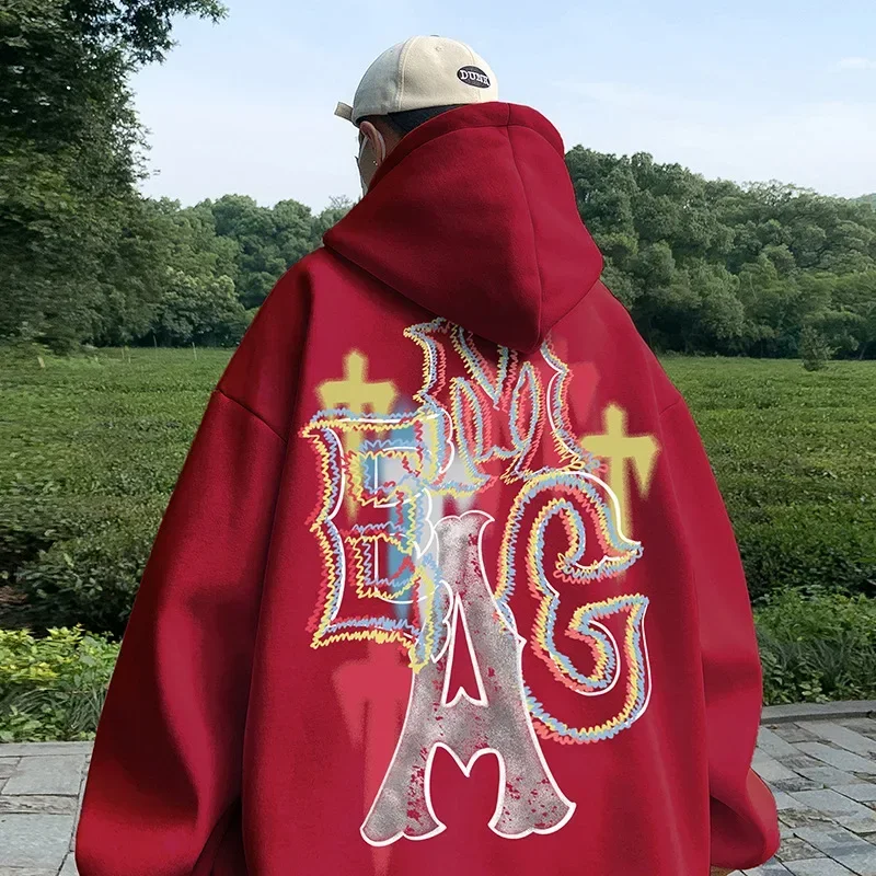 

Spring American Vintage Trendy Color Letter Hoodie for Men and Women Autumn Loose Coat Sweater Korea Y2k Kpop Clothes Tops