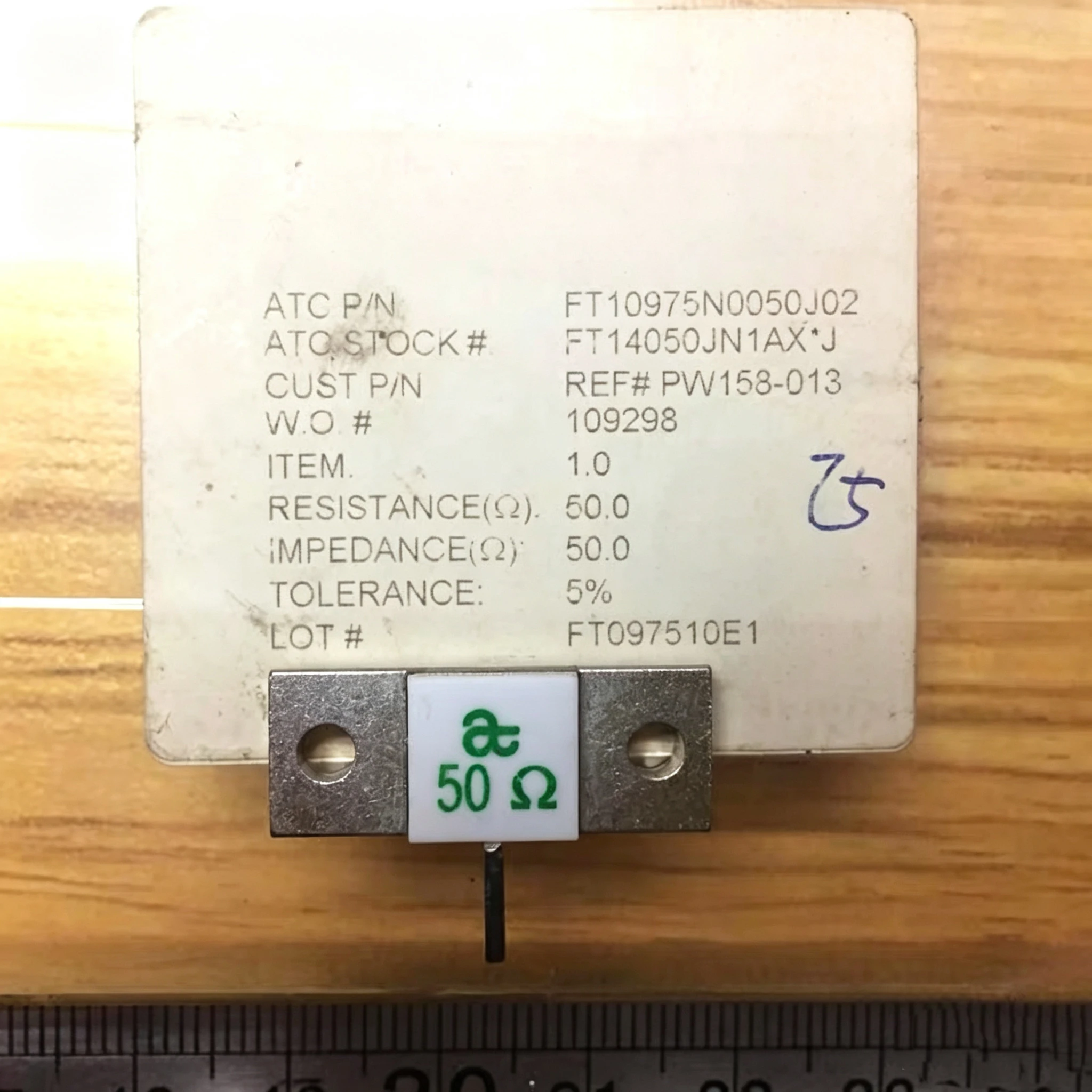 

Flange terminal high-power 250 watts 50 ohms DC-2.2GHz high-power resistor FT10975N0050JBK