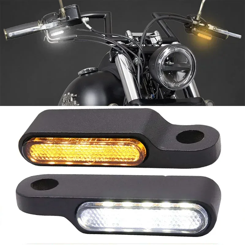 2Pcs Motorcycle Mini Led Turn Signal Light Blinker White Running Lamp Handlebar Indicators Lamps for Harley Davidson Accessories