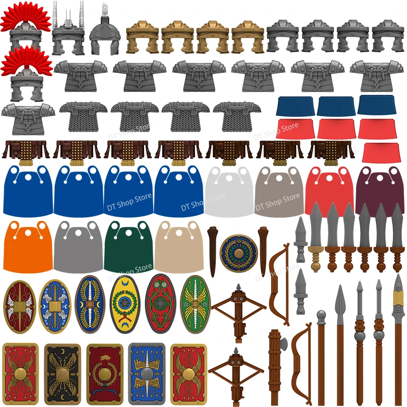 

N829-832 Medieval Heavy Infantry Roman Soldiers Action Figure Building Block Weapons Accessories Puzzle Toys for Children Gifts