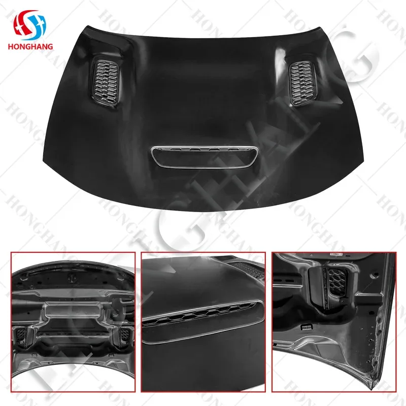 ฝาครอบกันไฟสำหรับฝากระโปรงหน้ารถยนต์สีดำ ยี่ห้อ Chaoshenghang สำหรับ Charger ปี 2015 2016 2017 2018 2019 2020 2021+