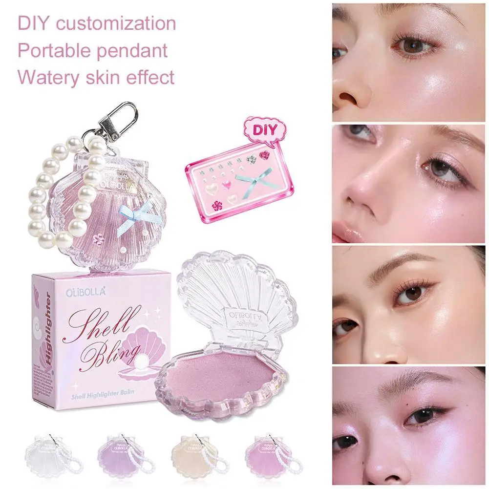 Luminous Highlighter Shimmer Pearlescent Face Brightening Makeup Long Lasting Portable Seashell Highlighter For Cheeks Nose Body