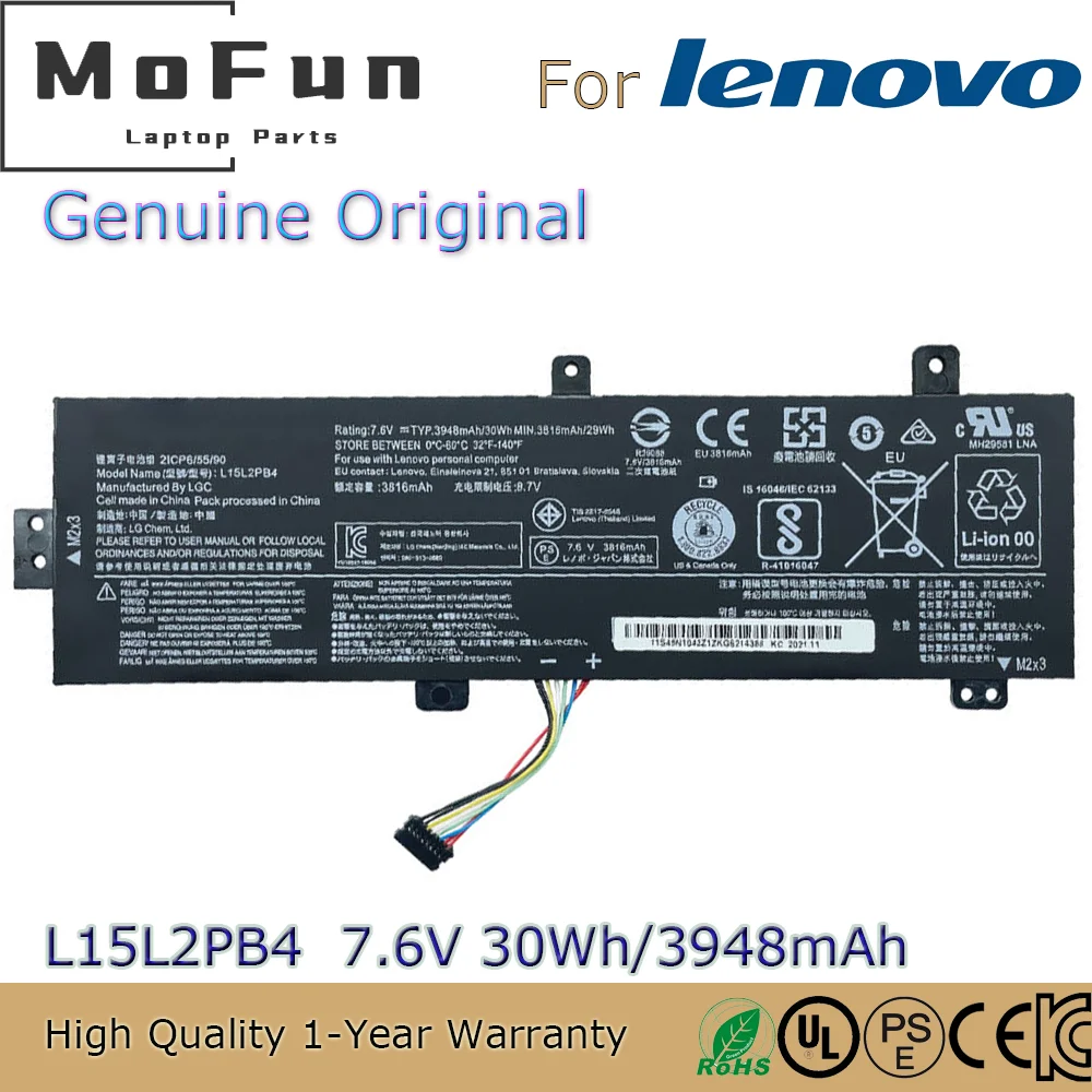

Новый оригинальный аккумулятор L15L2PB4 7,6 В 30 Вт/ч для ноутбука Lenovo IdeaPad 310-14IKB 310-14IAP 310-15IKB 310-15ISK 15ABR L15L2PB5