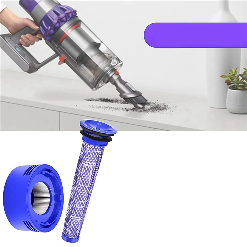 다이슨 V7 V8 진공 청소기 액세서리용 UNCL 2X 교체 필터 세트 키트, 부품 번호 965661-01 967478-01 대체