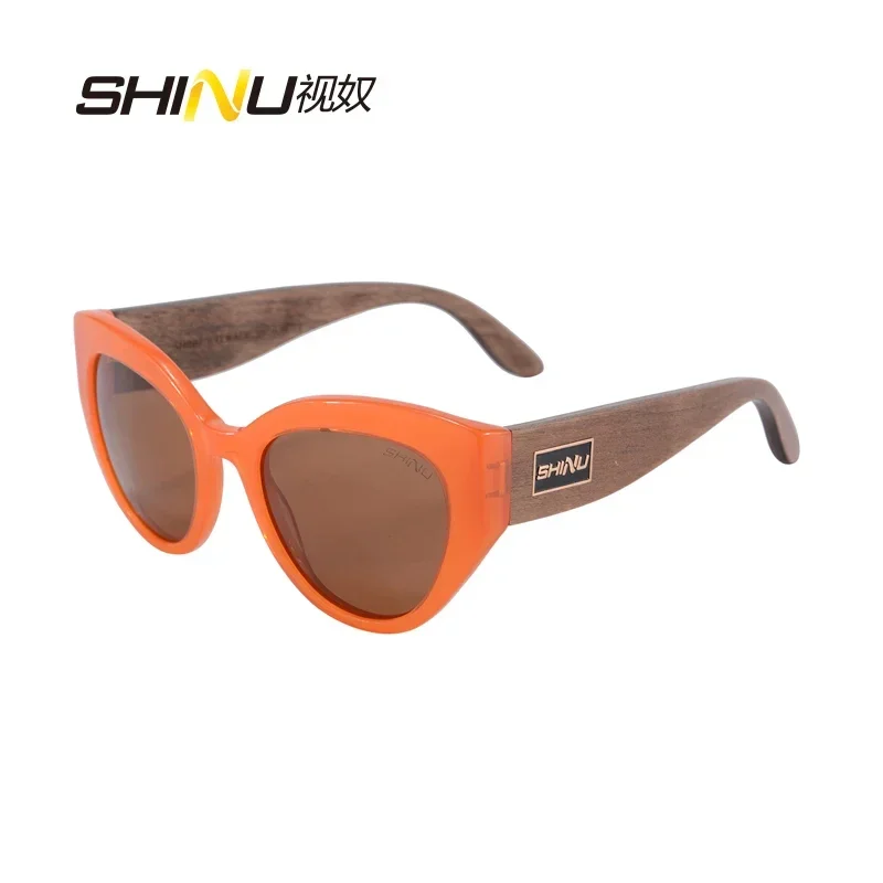 SHINU Brand Luxury Acetate Sunglasses Y2k Sunglasses Polarized Handmade Glasses Natural Wooden Trend Fashion Women Eyewear