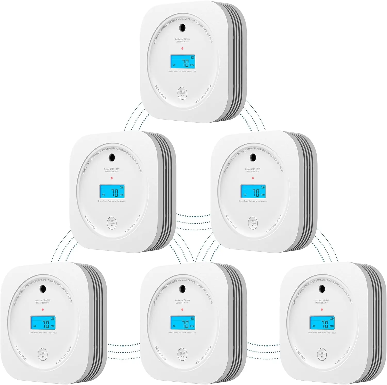 

Interlinked Smoke Carbon Monoxide Detector Combo, Smoke and CO Detector Battery Powered, Wireless Interconnected Smoke