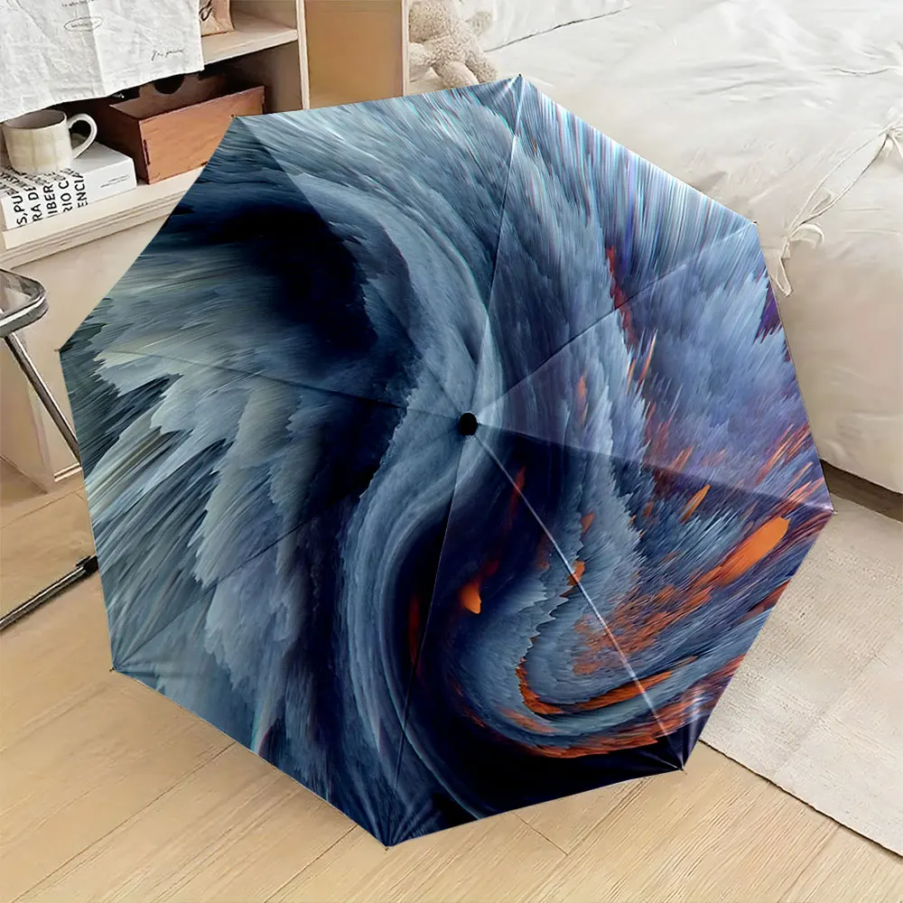 Abstract Swirl Fluid Art Print Umbrella Anti UV Sun Rain Portable Folding Umbrella Home Decor Gift
