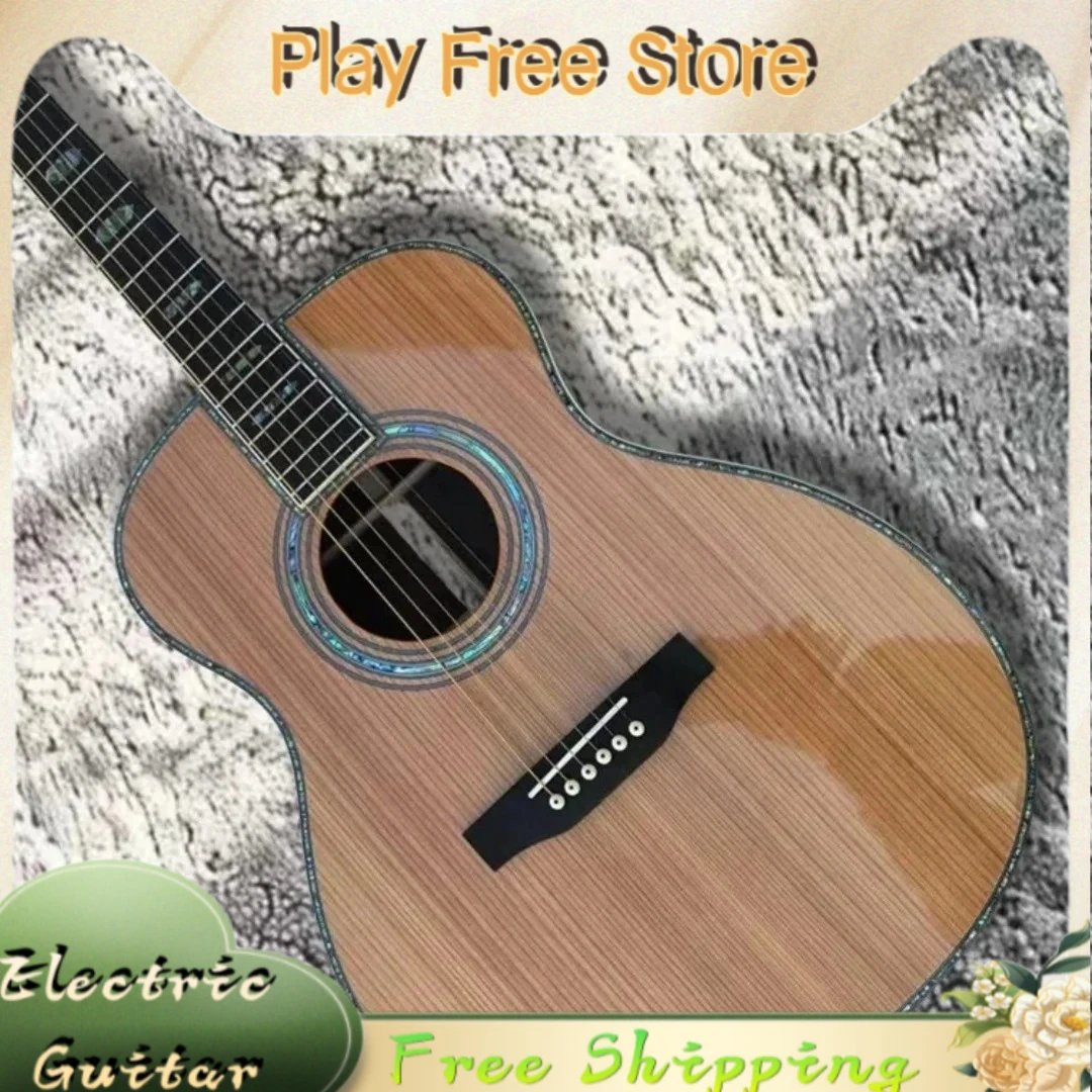OM45 Acoustic Guitar  6 Strings Natural Red Cedar Body Solid Top Profile Full Abalone Shell Inlaid Free Shipping Hot Sale New