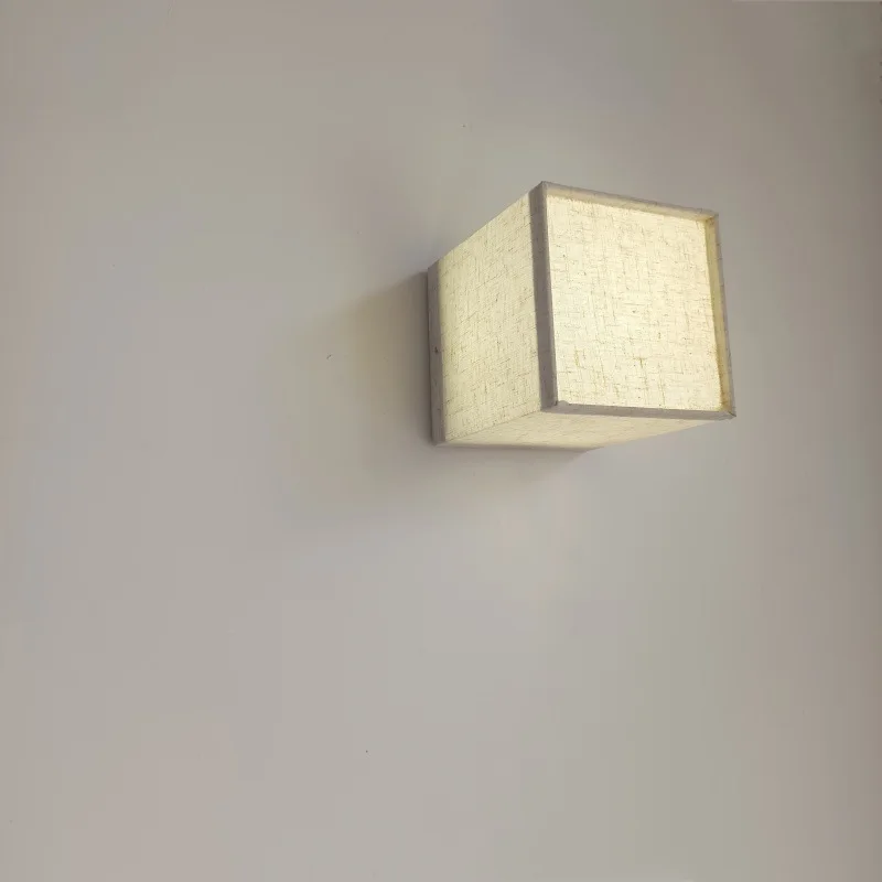 Simple Fabric Wall Lamp Bedroom LED Bedside Lamp Nordic Modern Warm Hotel Room Lamp Entrance Wall Lamp Corridor Decorative Lamp