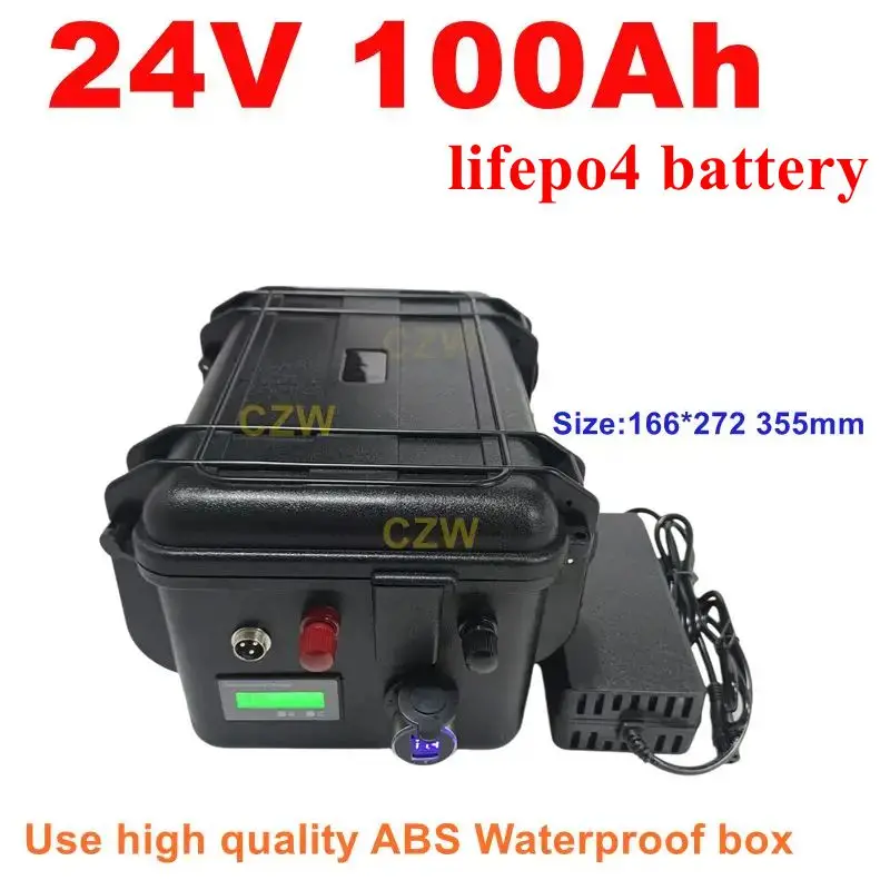

CZW Batterie lithium-polymère étanche 24V, 100Ah, avec chargeur 10A, pour vélo de Sicile, compatible avec montres électriques 15