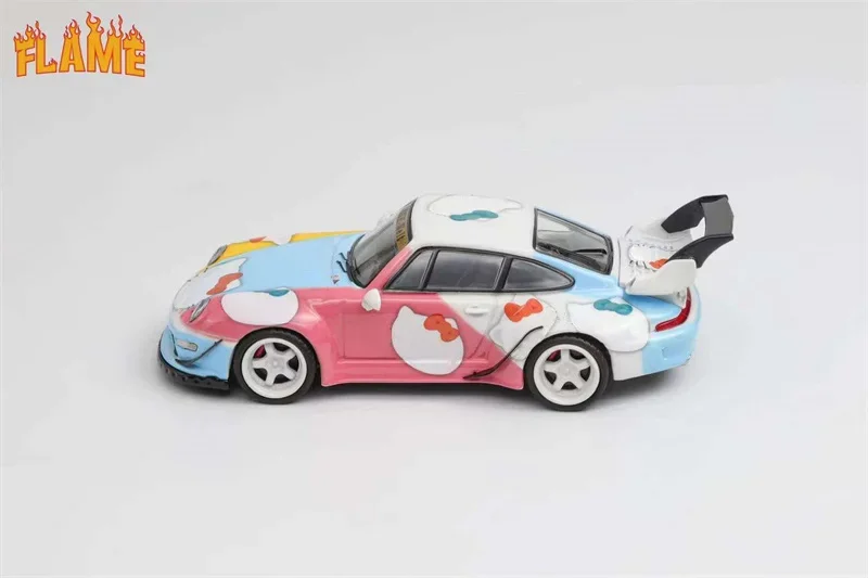 Flame 1:64 RWB 993 Blue Pink Diecast Model Car