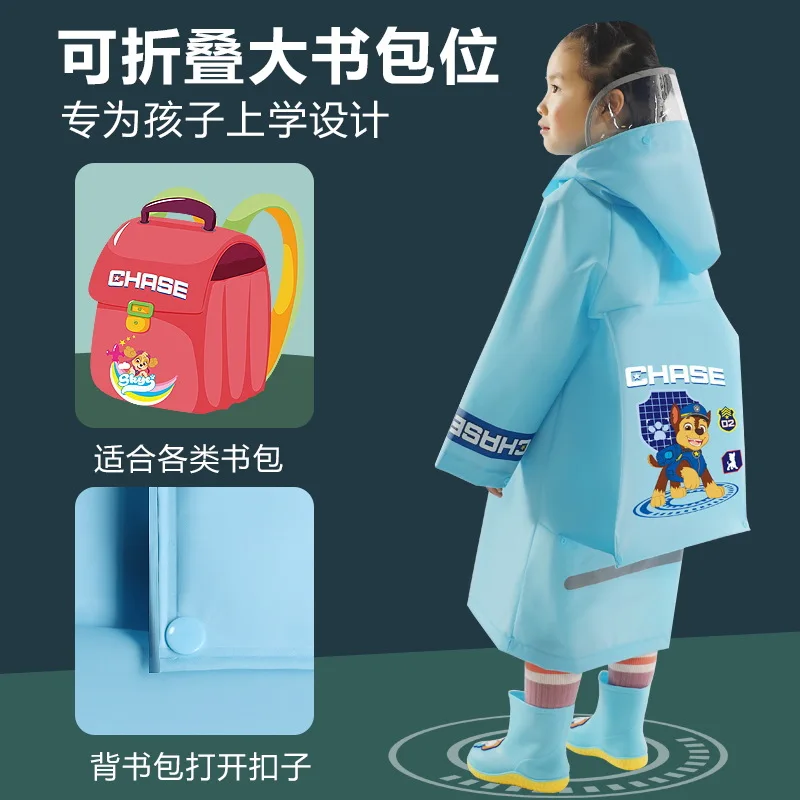 Paw Patrol Children Raincoat Boys Full Body Anime Figure Patrol Canine School Students One-piece Lightweight Waterproof Clothing