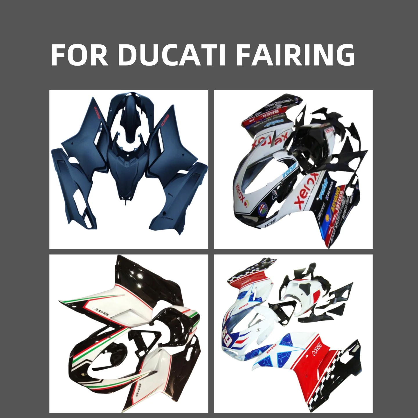 Fit For 2007 - 2012 Ducati 848 1098 1098S 1198 Motorcycle Accessories Fairing Set Kit Injection Panel Bodywork 2008 2009