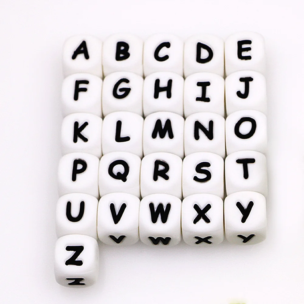 Sunrony 50pcs English Silicone Letters Beads 12mm Alphabet Bead For Jewelry Making DIY Bracelets Necklace Jewelry Accessories