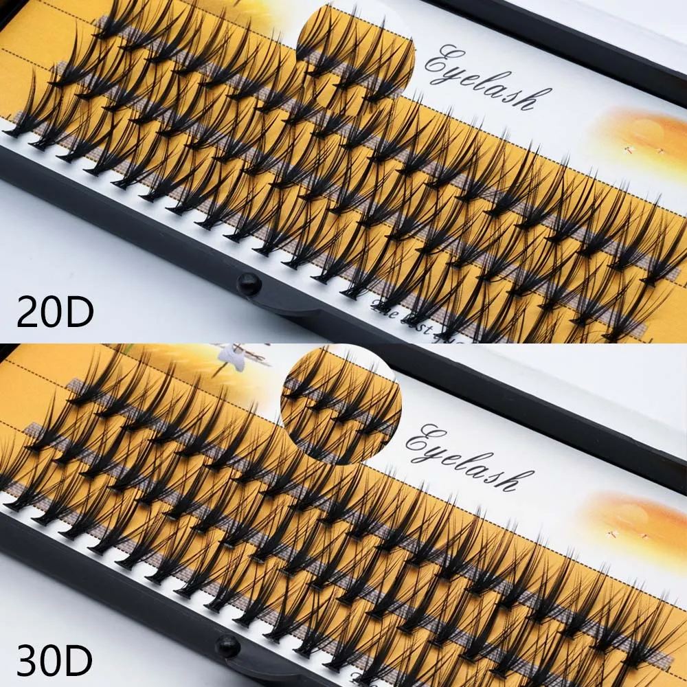 1 box of 60 bundles false eyelashes, 20D/30D natural Clusters Eyelash Extensions ，3D Russian Volume Individual eyelashes Cilia