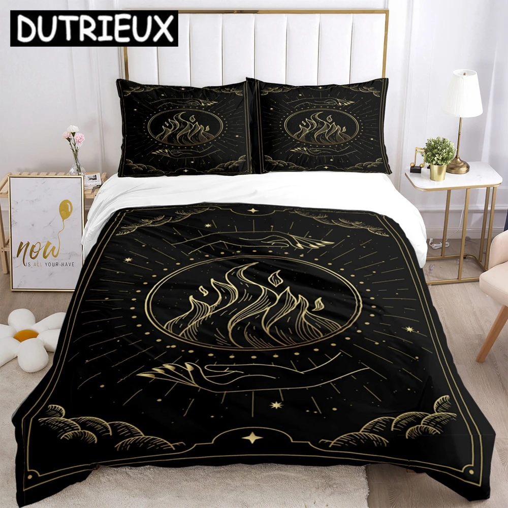 

Fashion Magic Astrology Esoteric Gold Print Bedding Set - for Beds of Children and Adults，Includes Quilt Covers & Pillowcases