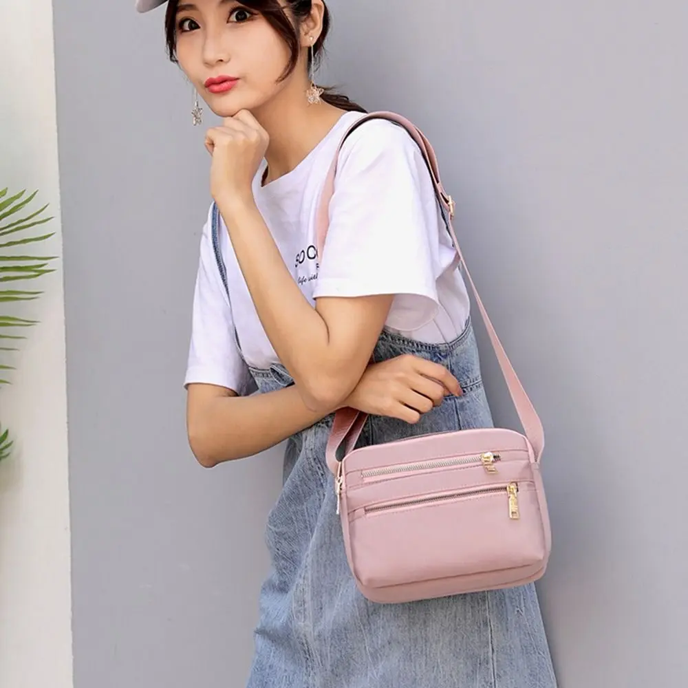 Modna wielowarstwowa nylonowa torba crossbody z zamkiem błyskawicznym, płócienny plecak damski w stylu koreańskim, wodoodporna torba na ramię z tkaniny Oxford, torba podróżna.