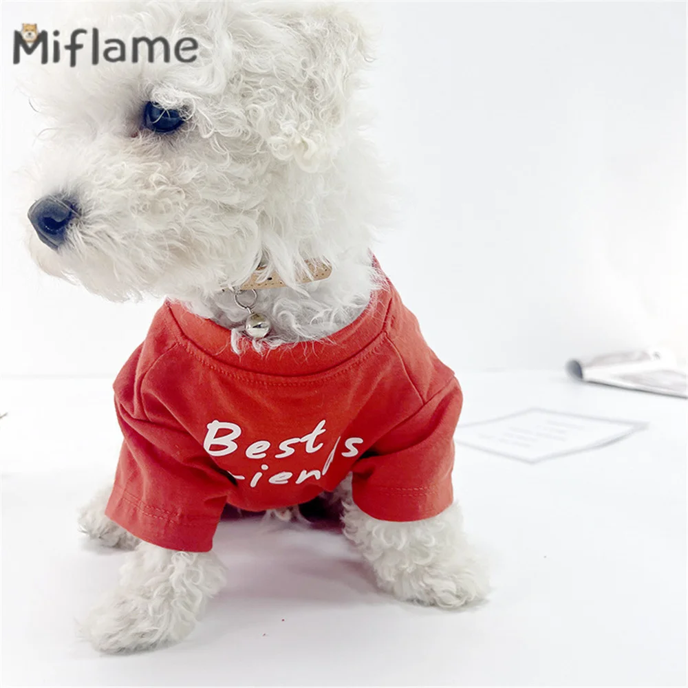 Miflame stampato Casual maniche corte canotta per animali domestici estate sottile metà piccolo cane girocollo t-shirt Schnauzer Bulldog francese Teddy