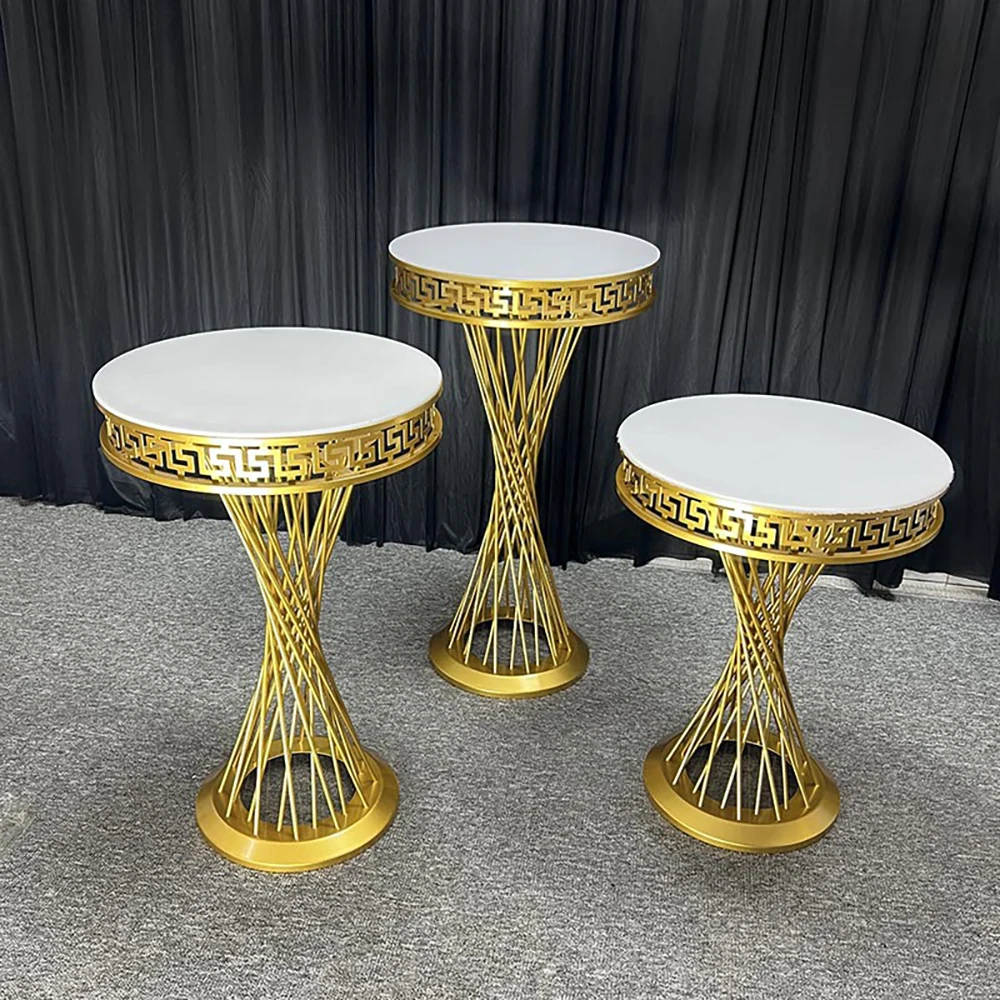 

Wedding party decoration gold stainless steel plinth white acrylic cake table dessert stand wedding plinths