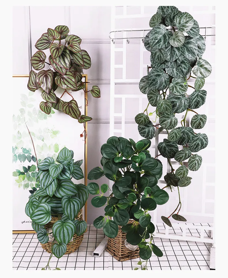 Grüne künstliche Pflanzen Simulation Wandbehang gefälschte Blatt Rattan echte Schildkröte Rattan Hochzeit Hotel Party Home Decor Accessori – Detail 12