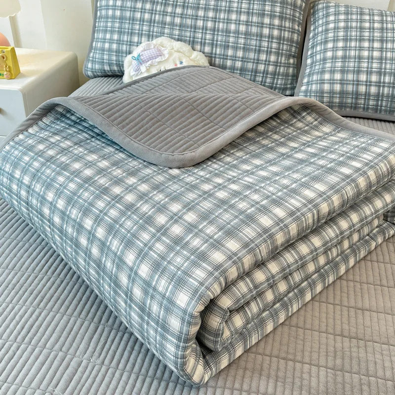 1pcs Milk Velvet Waffle Protective Pad Thickened Cotton Mattress Anti Slip Bottom Lining Single Double Bed Cushion Warm Bed Mat