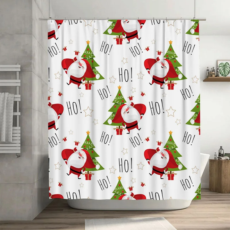 

TU Праздничная Рождественская занавеска для душа Водонепроницаемый праздничный декор с рисунком оленя Рождественский набор для ванной комнаты Праздничный подарок Уютные вибрации Современный S