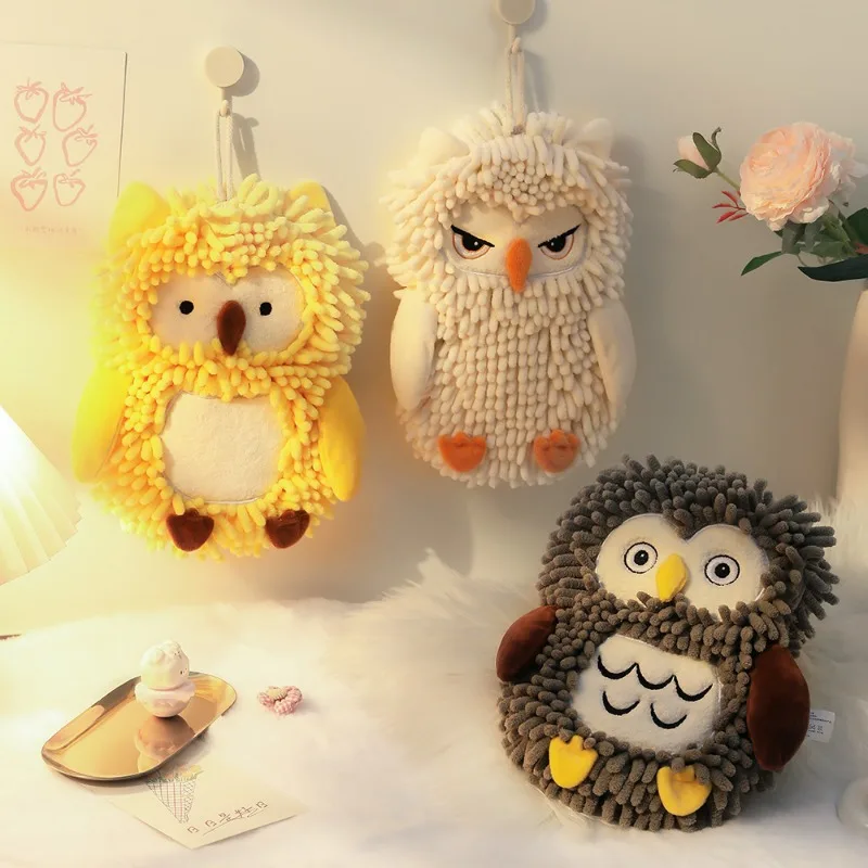 Cute Owl Hand Towel, Hanging Kitchen Towel Quick Dry Highly Absorbent, Super Soft Decorative Dish Cloth