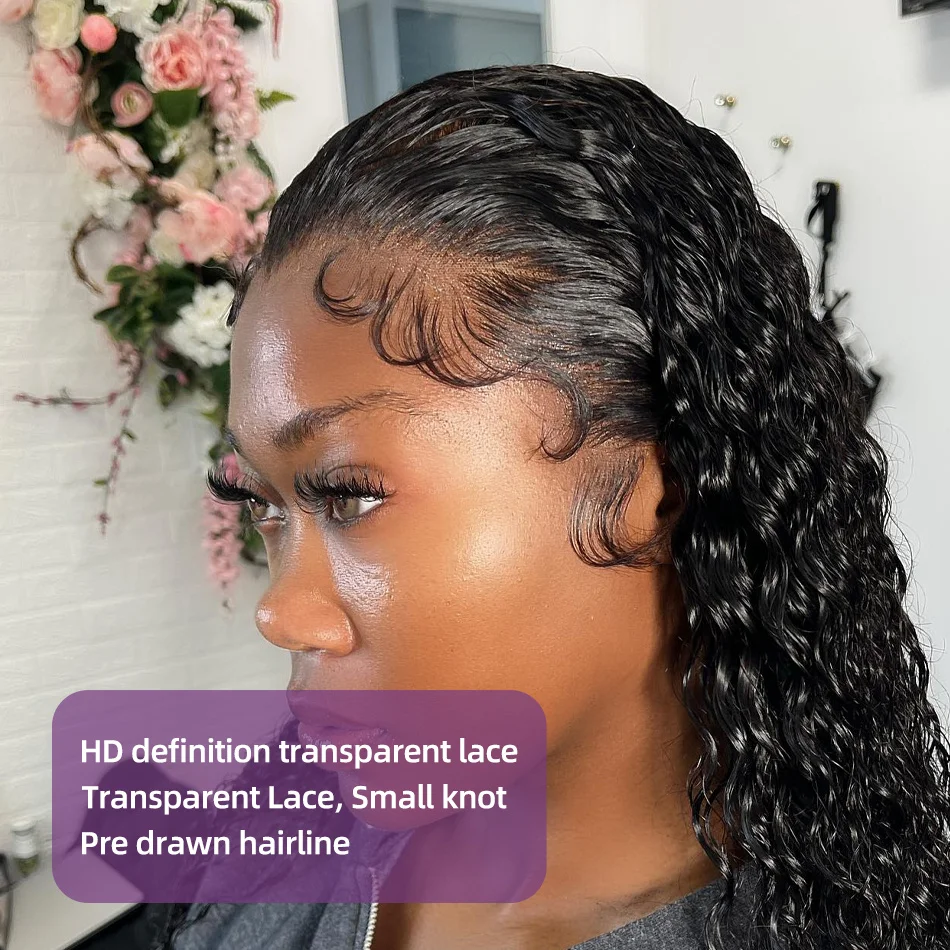 Natural Colour Curly 13x4 13x6 40 Inch Hd Lace Frontal Wig Deep Water Wave Lace Front Human Hair 100% Brazilian Choice For Women