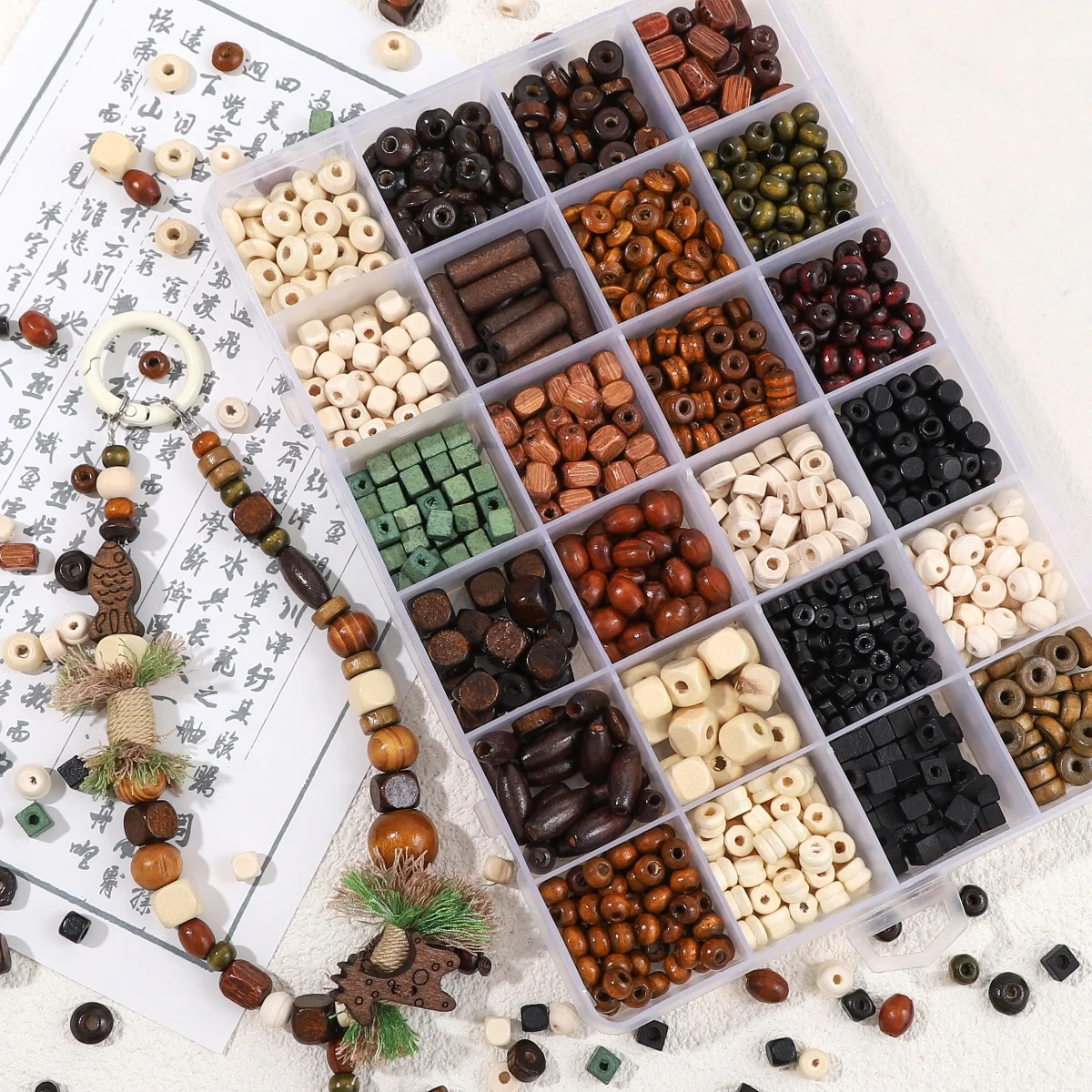 10/20/50g Mixed Wooden Loose Beads 3-15mm Random Mix Wood Beads With Beading Thread Cord DIY Bracelet Jewelry Making Accessories