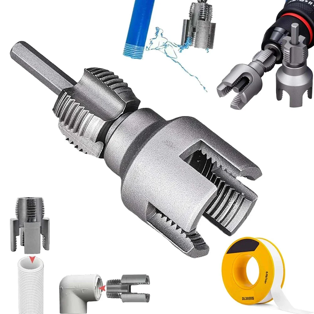 

4/6Points PVC Pipe Threader Kit Integrated Internal & External Pipe Threading Tool PVC Pipe Thread Cutting Tool PPR Water Pipe