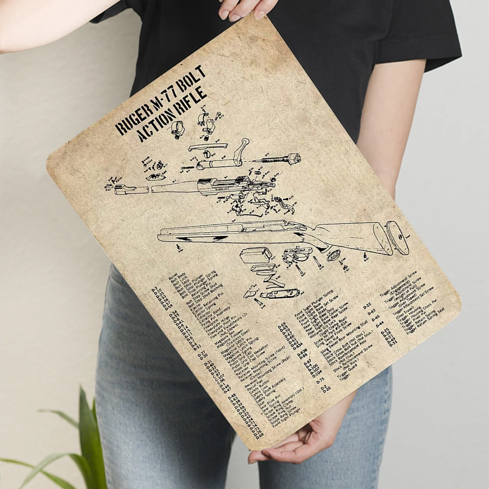 خمر روجر M77 بولت عمل بندقية التخطيط معدن القصدير تسجيل ديكور المنزل العسكرية تحصيل هدية