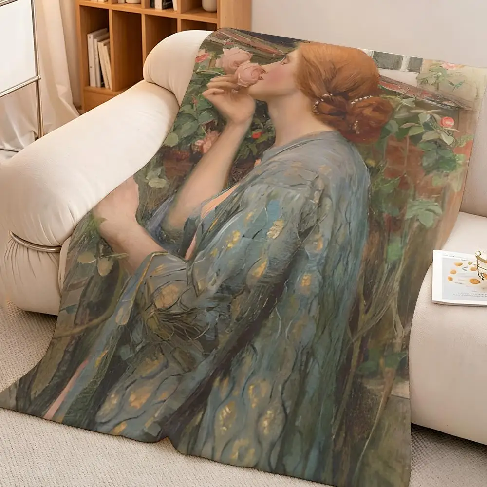 Artist Classic J-John William Waterhouse Throw Soft Warm Flannel Blanket Lightweight for Sofa Bed Couch Travel Adults
