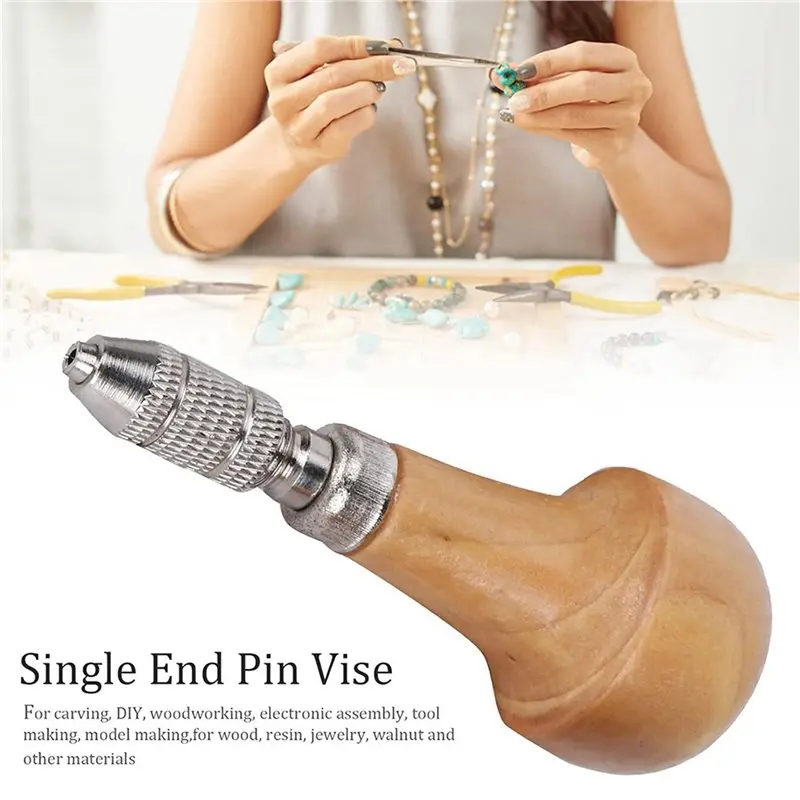 6 Pieces Pin Vise Set With Precision Chuck Wood Stainless Steel Handles For Jewelry Making Engraving Metal Work-[LUCK 9]