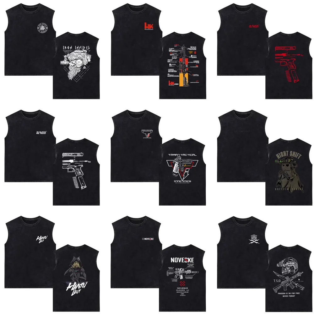 

Heckler & Koch HK416 Washed Tank Tops Male Forward Observations Group Sleeveless Vest Men Women Fashion Oversized Vintage Tshirt
