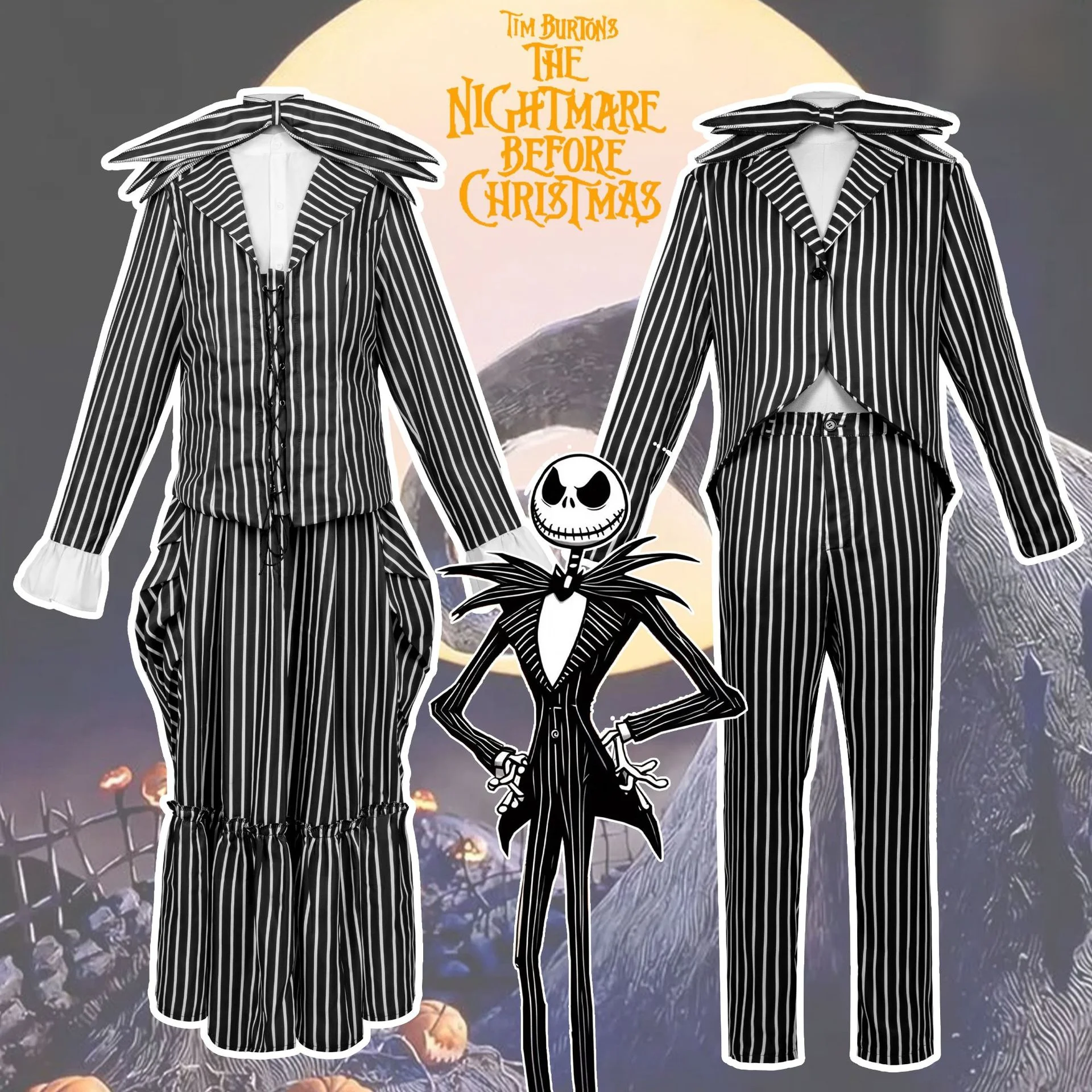

Christmas Night Screams Skeleton Jack Cosplay Costume Men Women Style Christmas Halloween Second Hand Clothing Stage Props