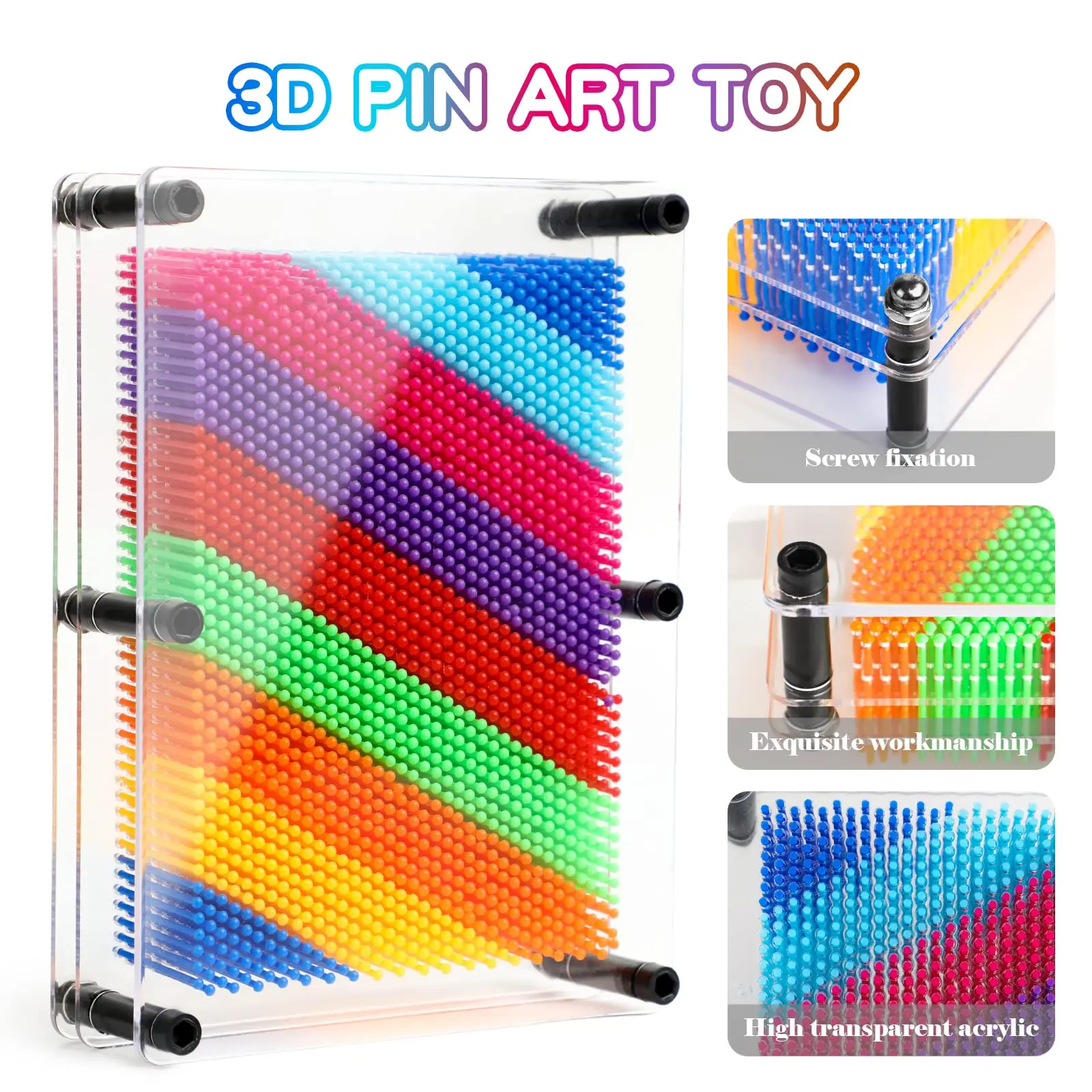 3D Clone Pixel Building Toy Color Pins Art Needle Drawing Toy Handmade Shape Children's Model Carving Picture Frame Adult Gift