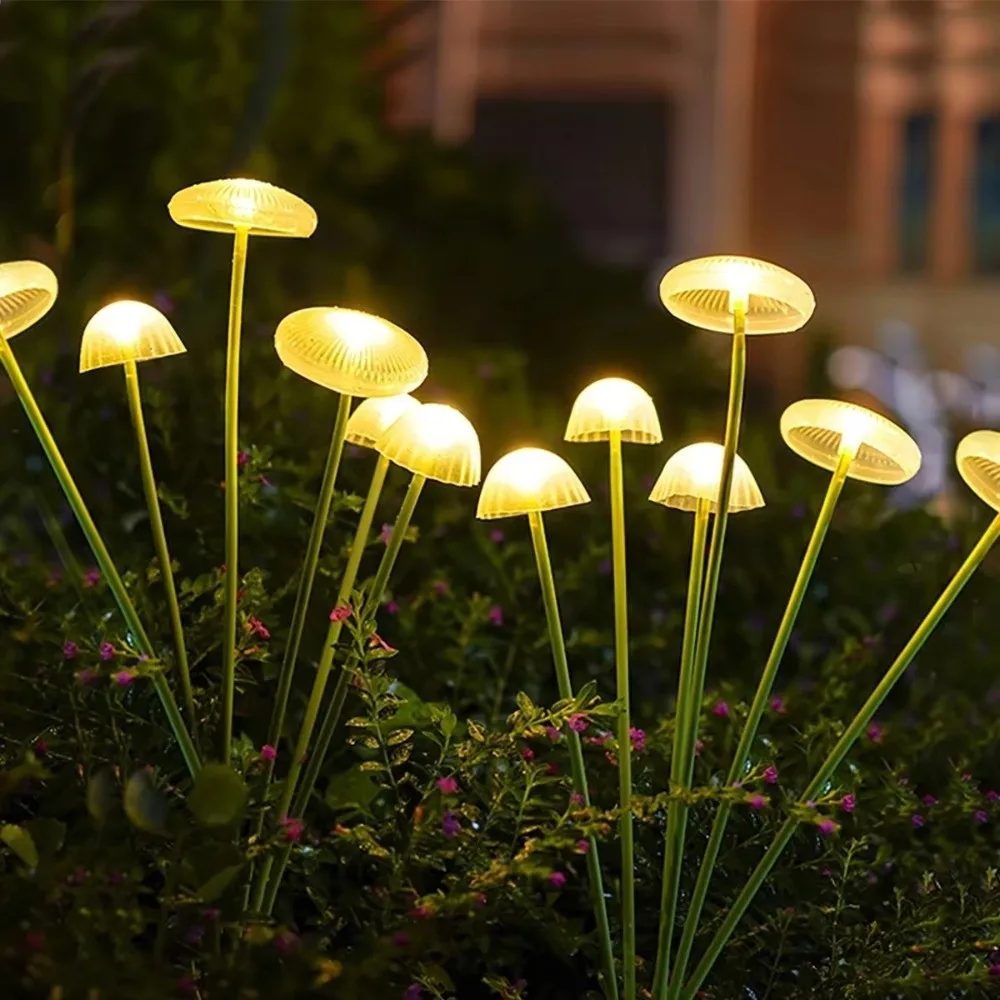 Outdoor Solar Garden Lights Dual Mode LED Waterproof Jellyfish Lawn Lamp Artificial Flower Floor Lamp Holiday Party Lamp