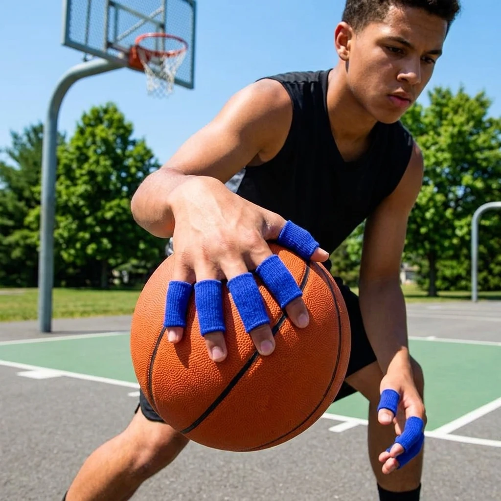 Basketball Training Finger Sleeves Breathable Mesh Wraps for Volleyball Sports Elastic Joint Support Nylon Bandage 10 Pack