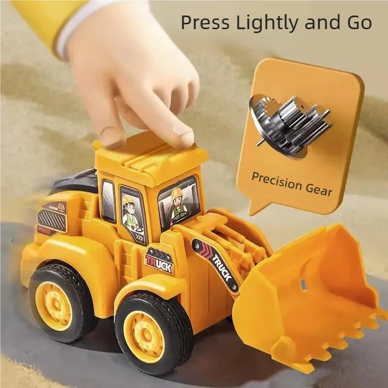 Popular Overseas Push-And-Play Construction Vehicle Toys for Ages 3 and Above, 4-Piece Set Including Excavator, Bulldozer, Road Roller, and Earth-Moving Machine, No Batteries Needed, Push-And-Play Construction Cars, Children's Realistic Pretend Play Toys, Preferred Birthday Gifts for Boys and Girls, Durable Abs Toy Cars, Beach Sand Toys, Stress-Relief Toys, Birthday Gifts, Children's Party Favors, Holiday Gifts view 2
