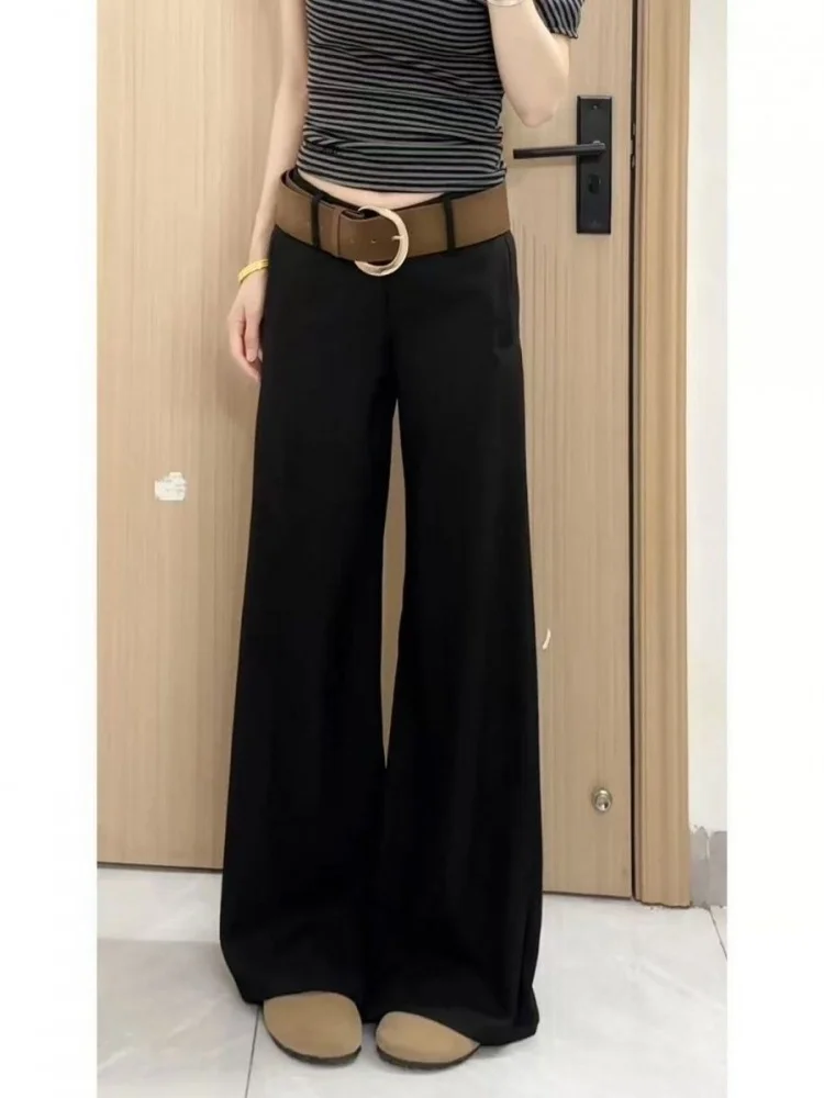 

American Style High Waist Bell Bottom Jeans Women's Spring New Black Slim Straight Loose Floor Length Bell Pants