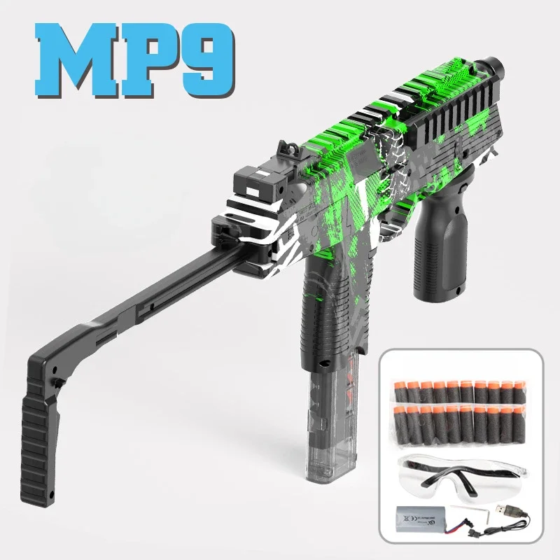 MP9 Speelgoedpistool Elektrisch schuim Dart Blaster Gun Soft Bullet Machinepistolen Automatische Armas voor volwassenen Jongens Kinderen Buitenspellen