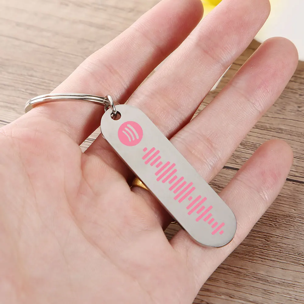 

Personalised Music Code KeyChain Fashion Stainless Steel Teacher Boyfriend Girlfriend Gift Music Lover Key Holder Charm