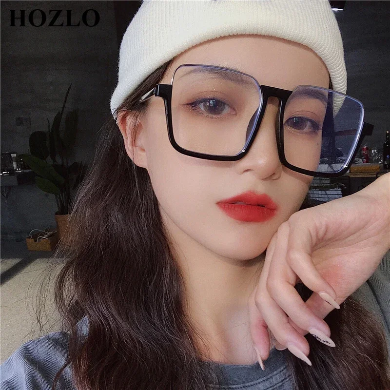 Women Large Square Metal+PC Anti Blue Light Myopia Glasses Ladies Nearsighted Shortsighted Spectacles Computer Protective 0~-6.0