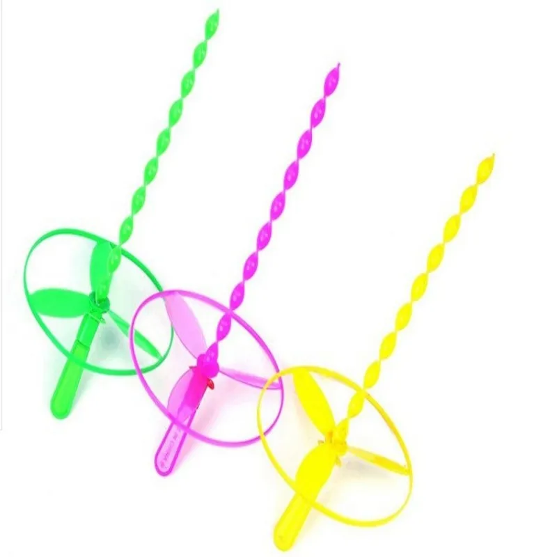 40 Pcs Fun Twisty Flying Saucers Toys Outdoor Bamboo Dragonfly Plastic Handle  Toys  Favorite gift for children\'s parties