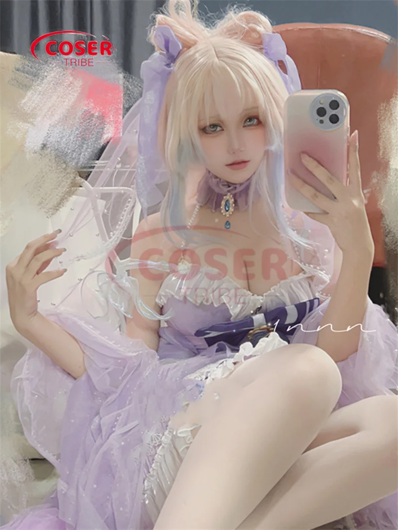 COSER TRIBE Anime Game Genshin Impact Sangonomiya Kokomi Wedding Dress cute sexyCarnival Role CosPlay Costume Complete Set