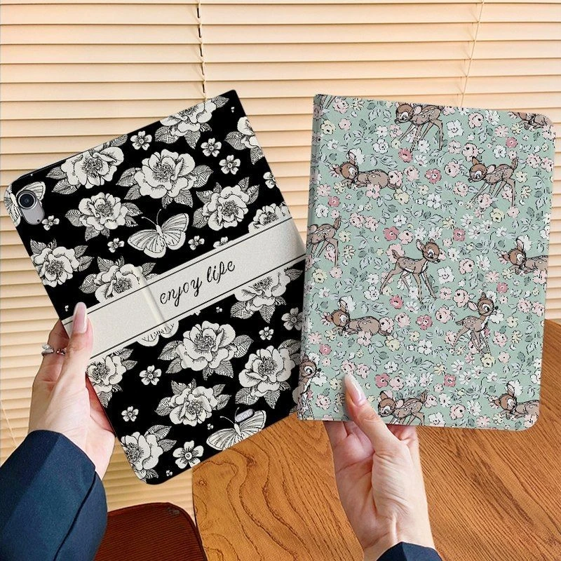 

Чехол Smart Cover для iPad 10,2, чехол 7/8/9-го поколения Air 4 Air 5 10,9 Air 2/3 10,5 IPad Mini6 8,3 Pro 11 2-й 3-й 4-й цветок животного