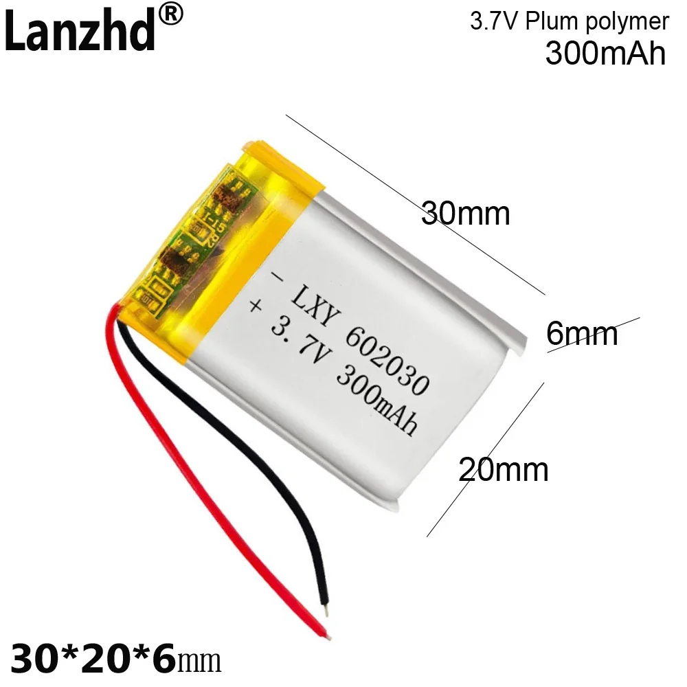 

3.7V 602030 polymer lithium battery For Bluetooth headphone LED light Beauty instrument recorder lithium battery