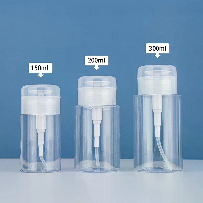 Bouteille rechargeable de voyage Portable 100/150/200ml, vide en plastique, dissolvant de vernis à ongles, liquide d'alcool, bouteille distributrice de pompage