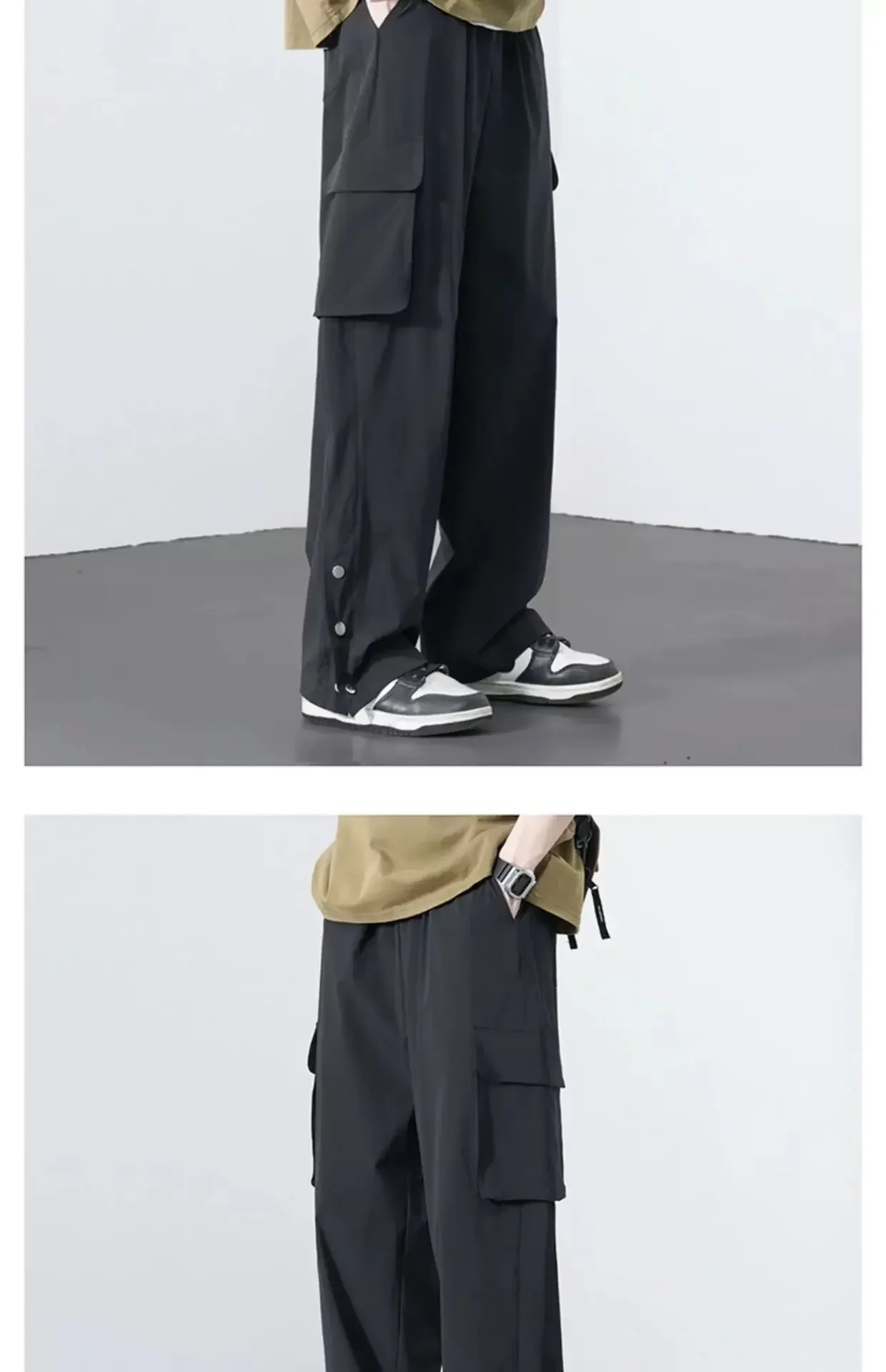 Men's Casual Breasted Cargo Pants Simple Summer Thin High Street Mountain Tide Brand Loose Straight Leg Casual Pants