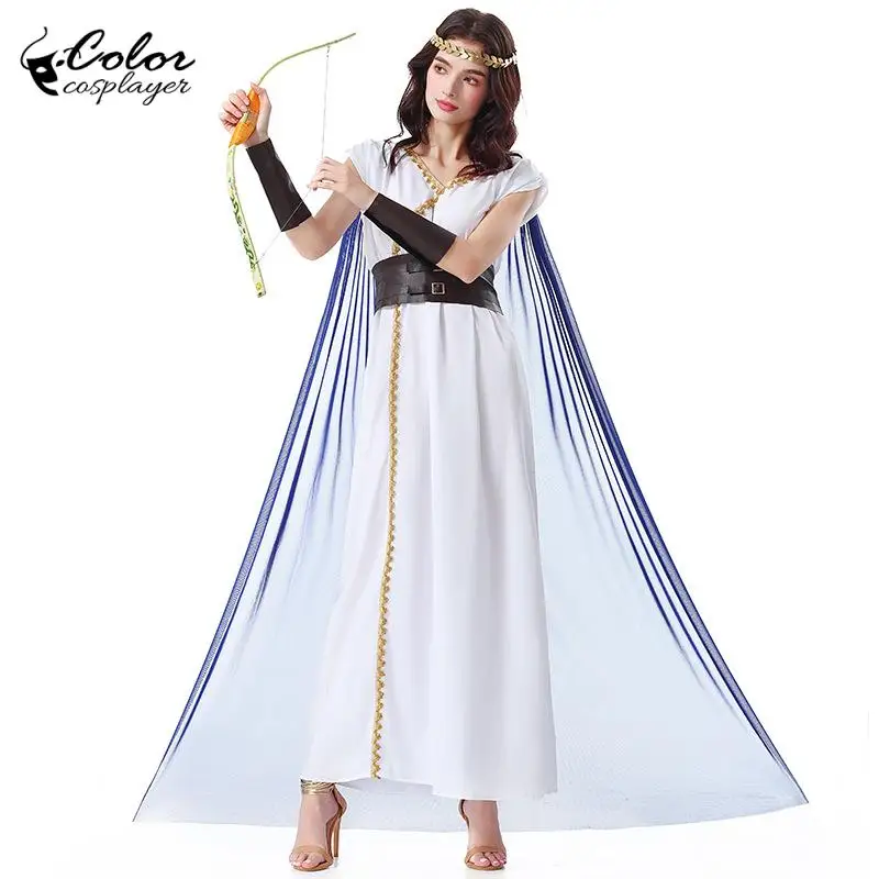 

Halloween Goddess Gown Medieval Cosplay Costume Angle White Dress Vintage Greek Goddess Costume Carnival European Clothing